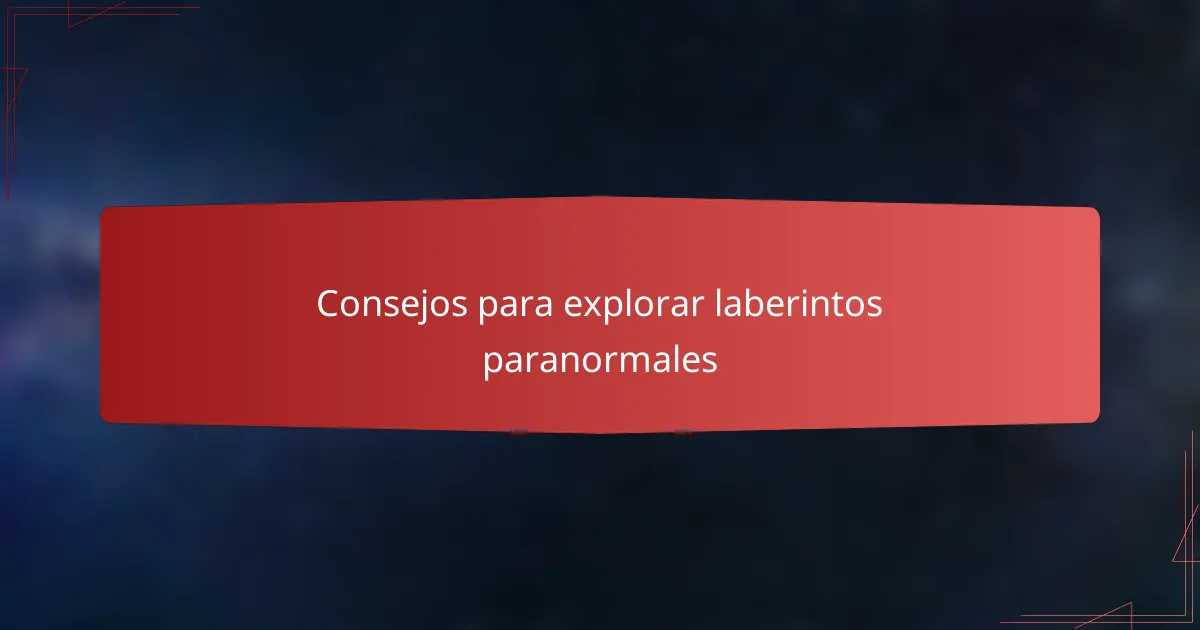 Consejos para explorar laberintos paranormales