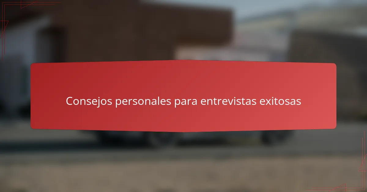 Consejos personales para entrevistas exitosas