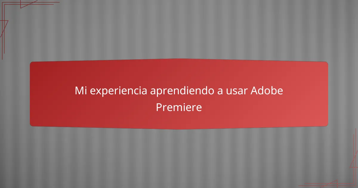 Mi experiencia aprendiendo a usar Adobe Premiere