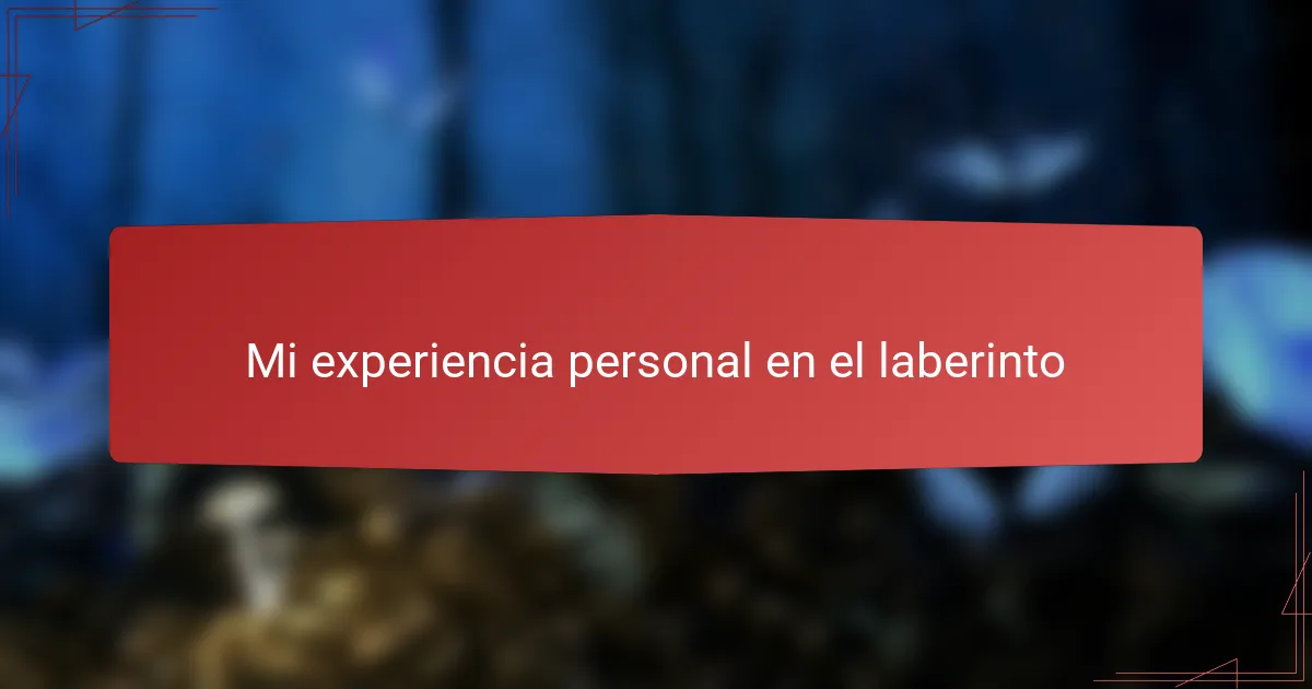 Mi experiencia personal en el laberinto