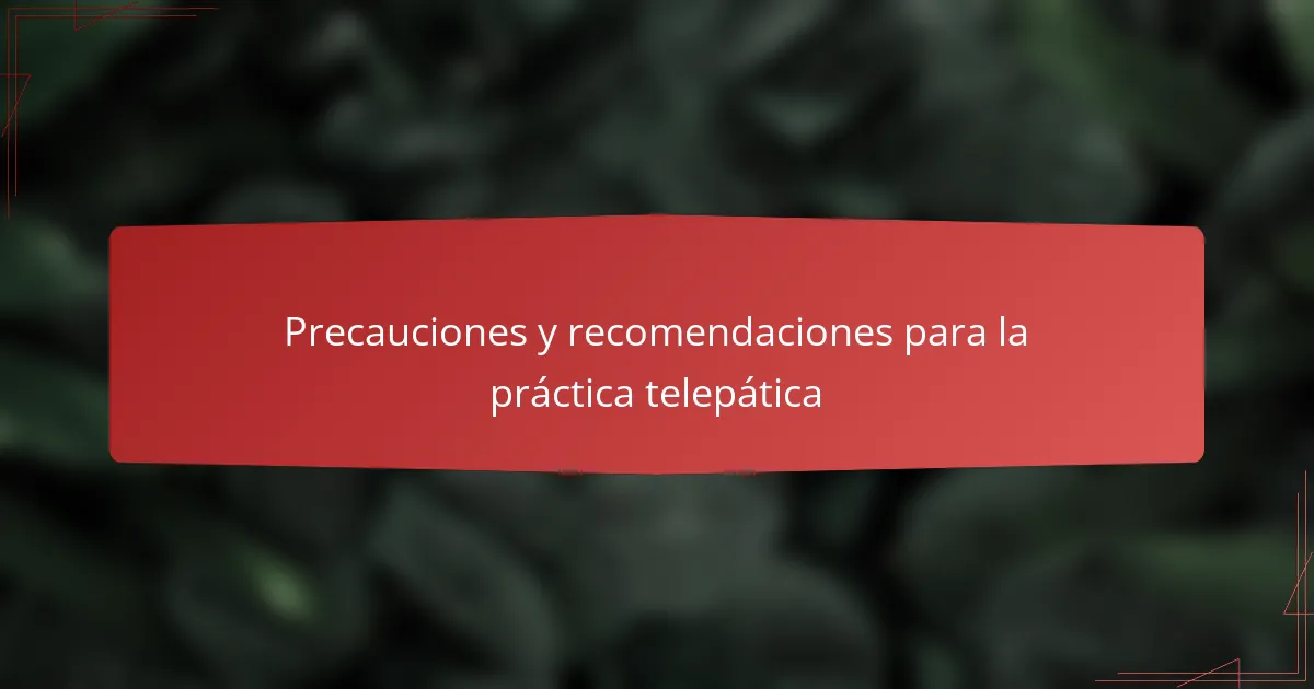 Precauciones y recomendaciones para la práctica telepática